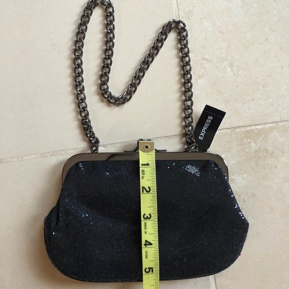 NEW - Express Snap Top Shimmer Black Evening Bag Glamcore Classic Y2K - Picture 6 of 12
